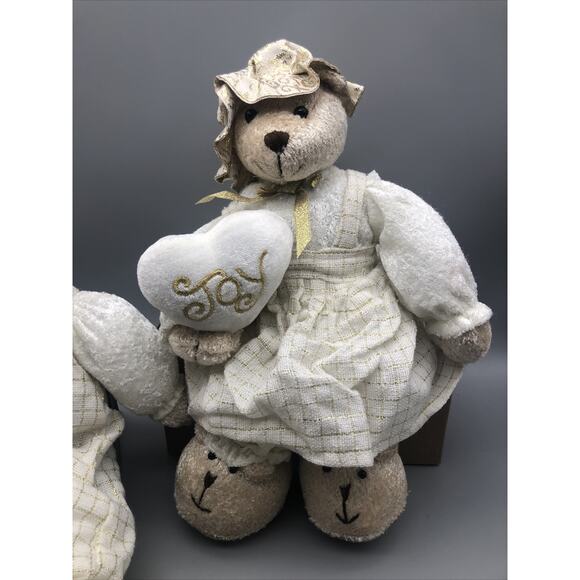 NOEL & JOY CHRISTMAS BEAR Plush Stuffed Animal RARE 14" & 12”Beige Bear Vtg.READ - Picture 4 of 16